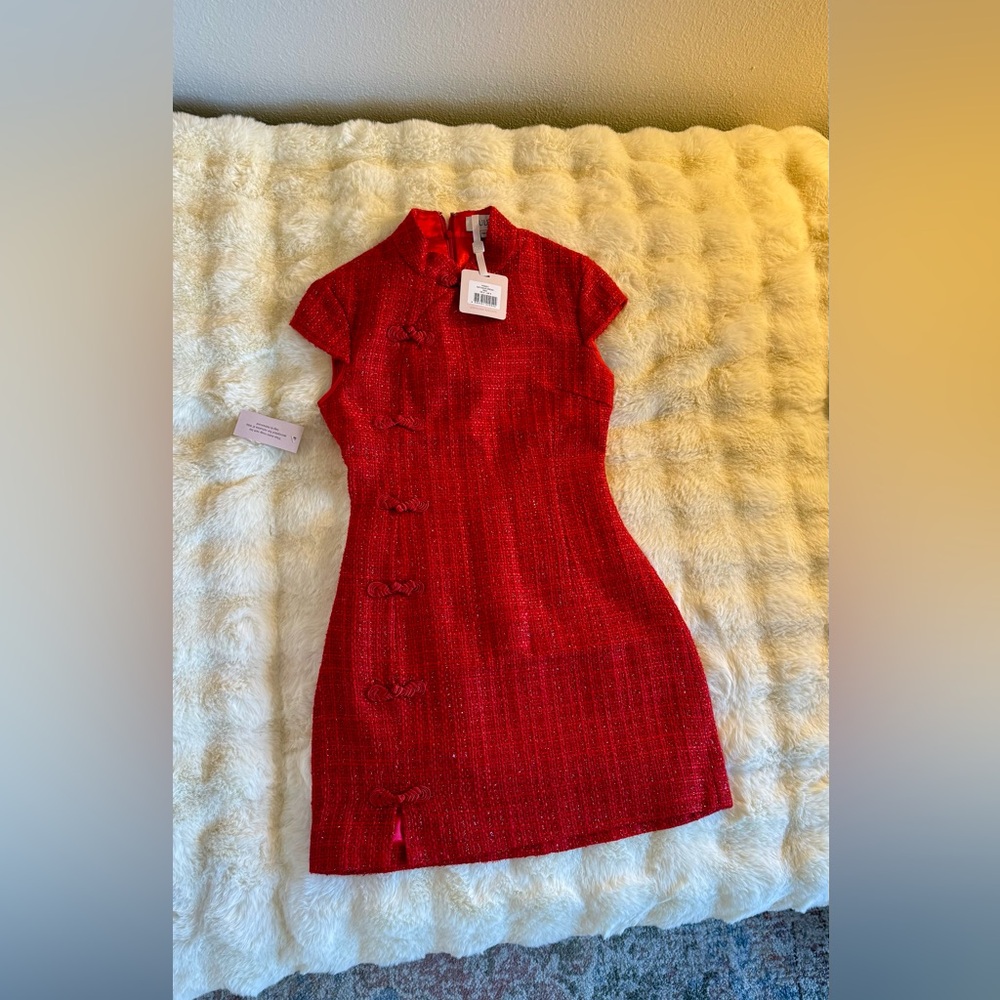 SAU LEE NATASHA TWEED MINI DRESS IN RED, brand new, never worn, no flaws. - Picture 13 of 16